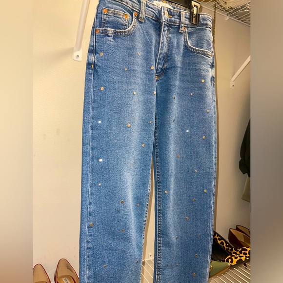 ZARA Girls Jeans👖 with Metal Studs 🔘 - Picture 2 of 5